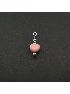 925 Sterling Silver Interchangeable Modular Add On Pendant Enamel Heart Pink Bea